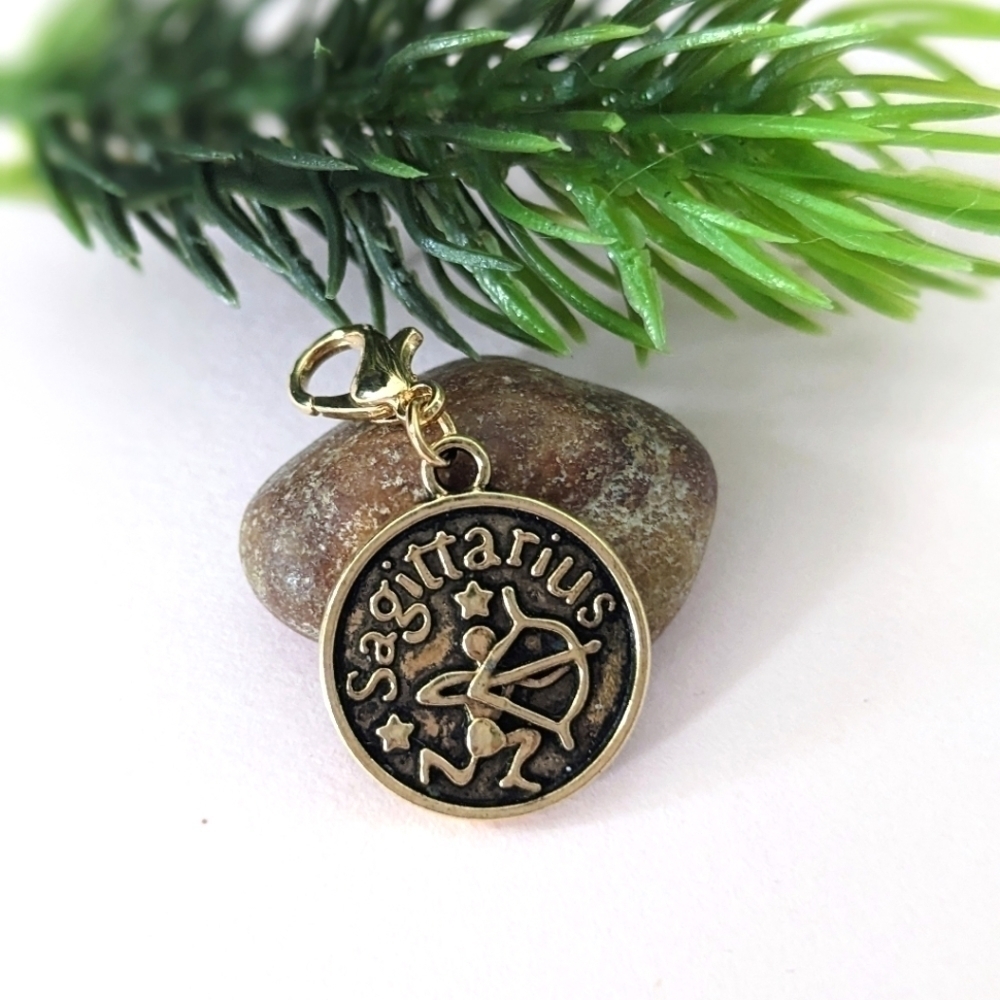 Sagittarius Antique Gold Metal Charm | Brand New